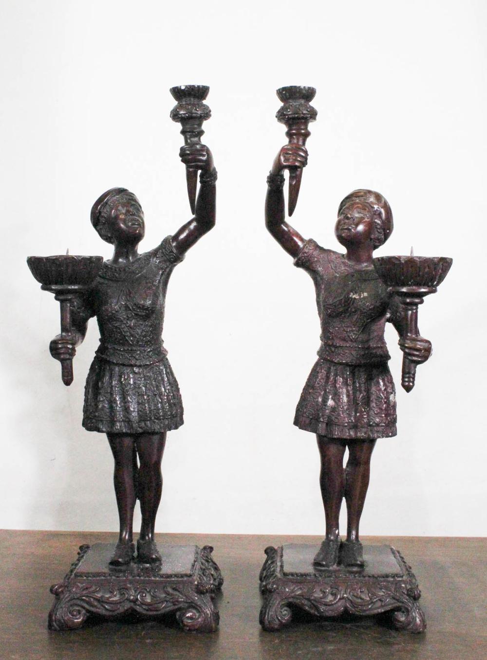 PAIR OF PATINATED BRONZE BLACKAMOOR