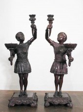 PAIR OF PATINATED BRONZE BLACK