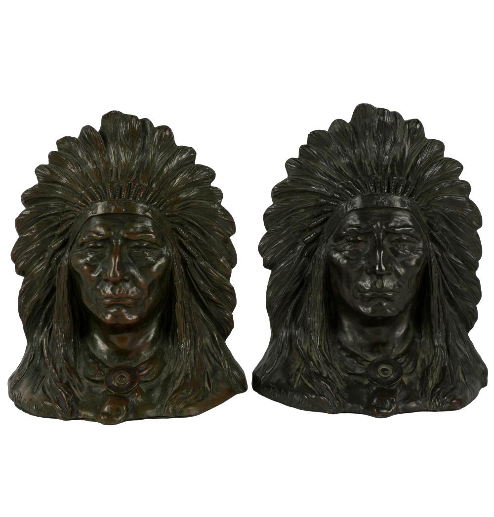 PAIR OF PATINATED BRONZE