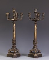 Pair of Patinated Bronze Empir