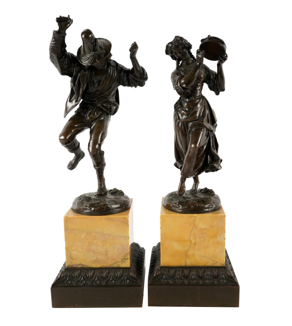 PAIR OF PATINATED BRONZE