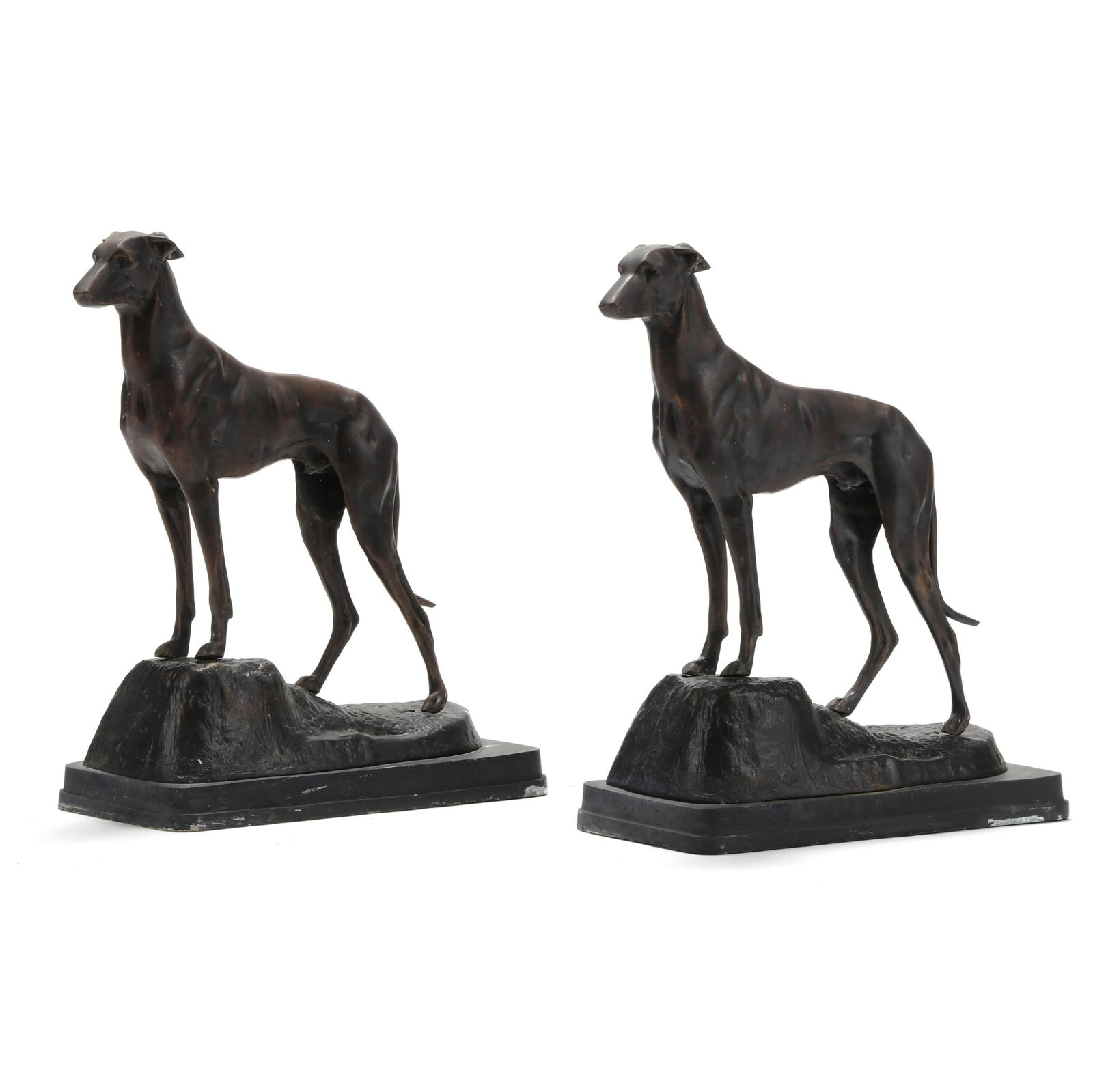 PAIR OF PATINATED BRONZE