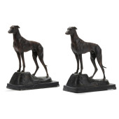PAIR OF PATINATED BRONZE GREYH