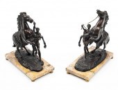 PAIR OF PATINATED BRONZE "MARL