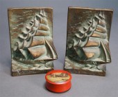 PAIR OF PATINATED BRONZE 'MAST