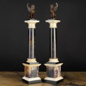PAIR OF PATINATED BRONZE-MOUNT