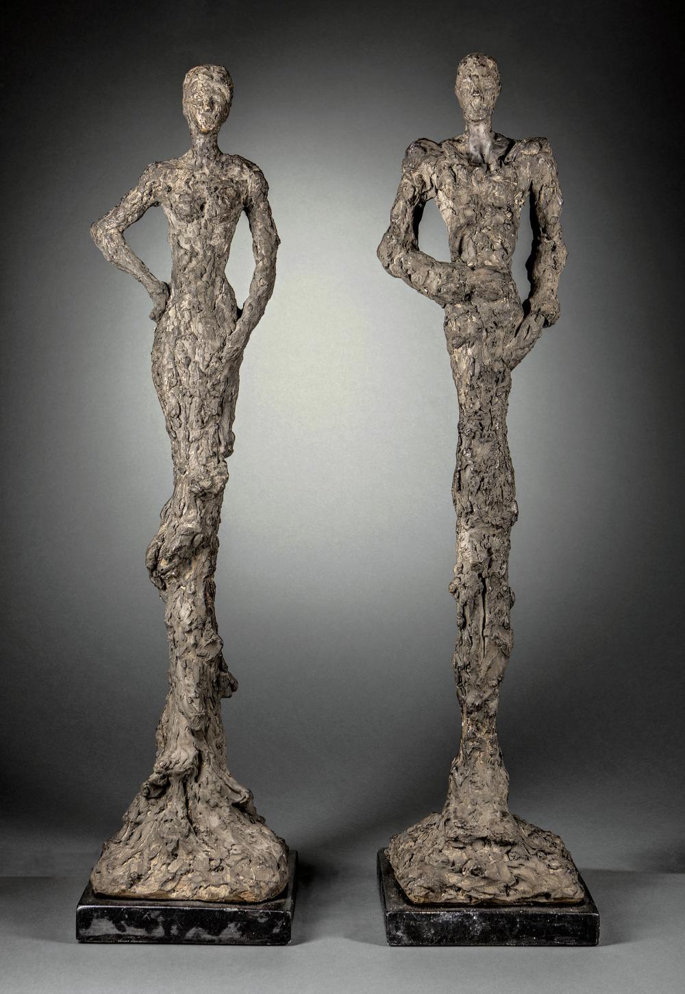 PAIR OF PATINATED CAST STONE