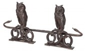 PAIR OF PATINATED IRON OWL AND
