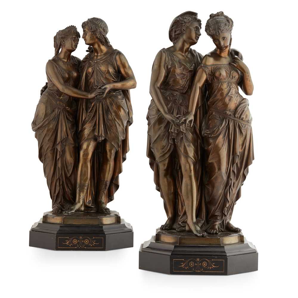 ???? PAIR OF PATINATED METAL FIGURE