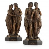 ???? PAIR OF PATINATED METAL F