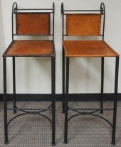 PAIR OF PATINATED METAL AND LE