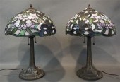 PAIR OF PATINATED METAL BASE T