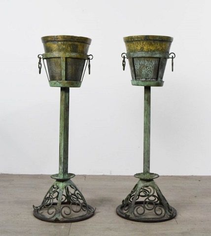 PAIR OF PATINATED METAL CHAMPAGNE /