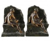 PAIR OF PATINATED METAL FIGURA