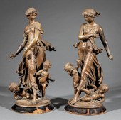 PAIR OF PATINATED METAL FIGURE