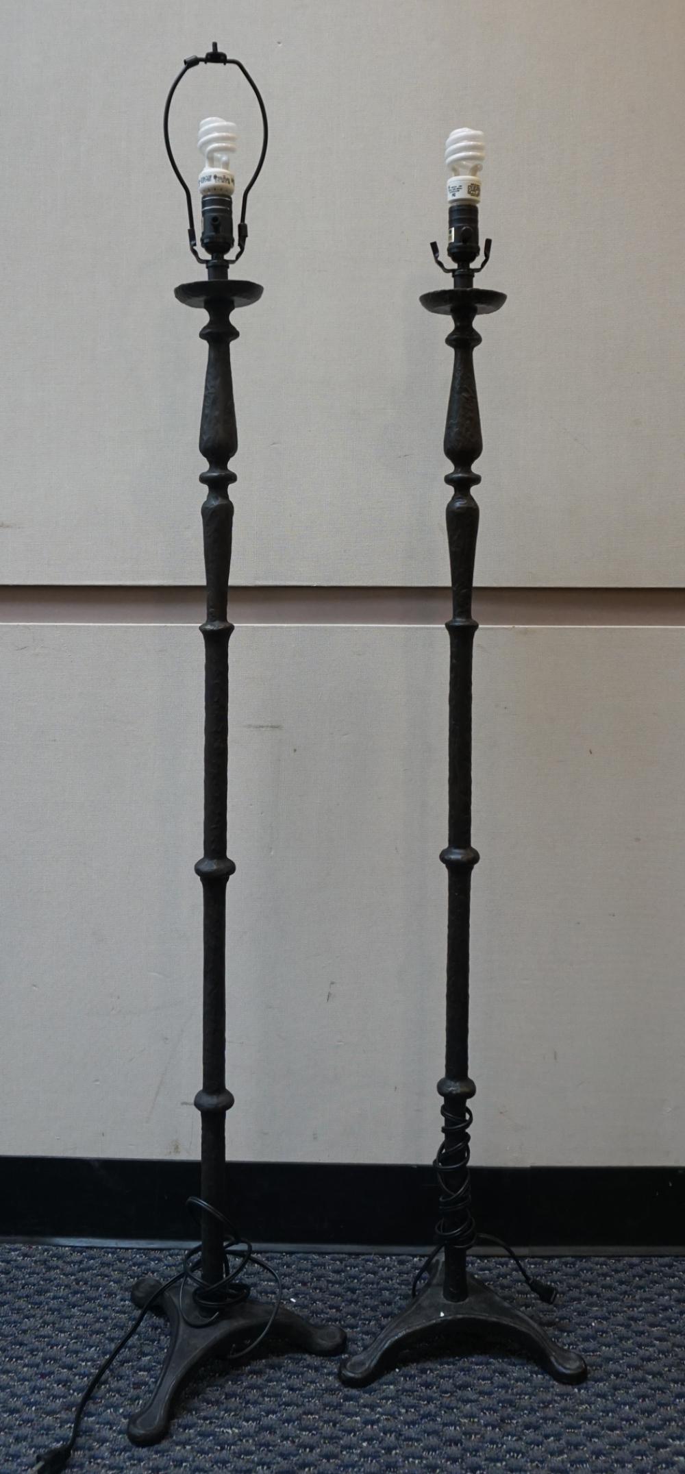 PAIR OF PATINATED METAL FLOOR