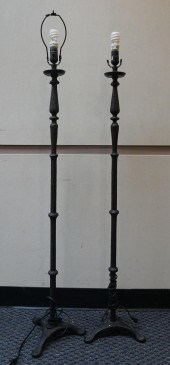 PAIR OF PATINATED METAL FLOOR