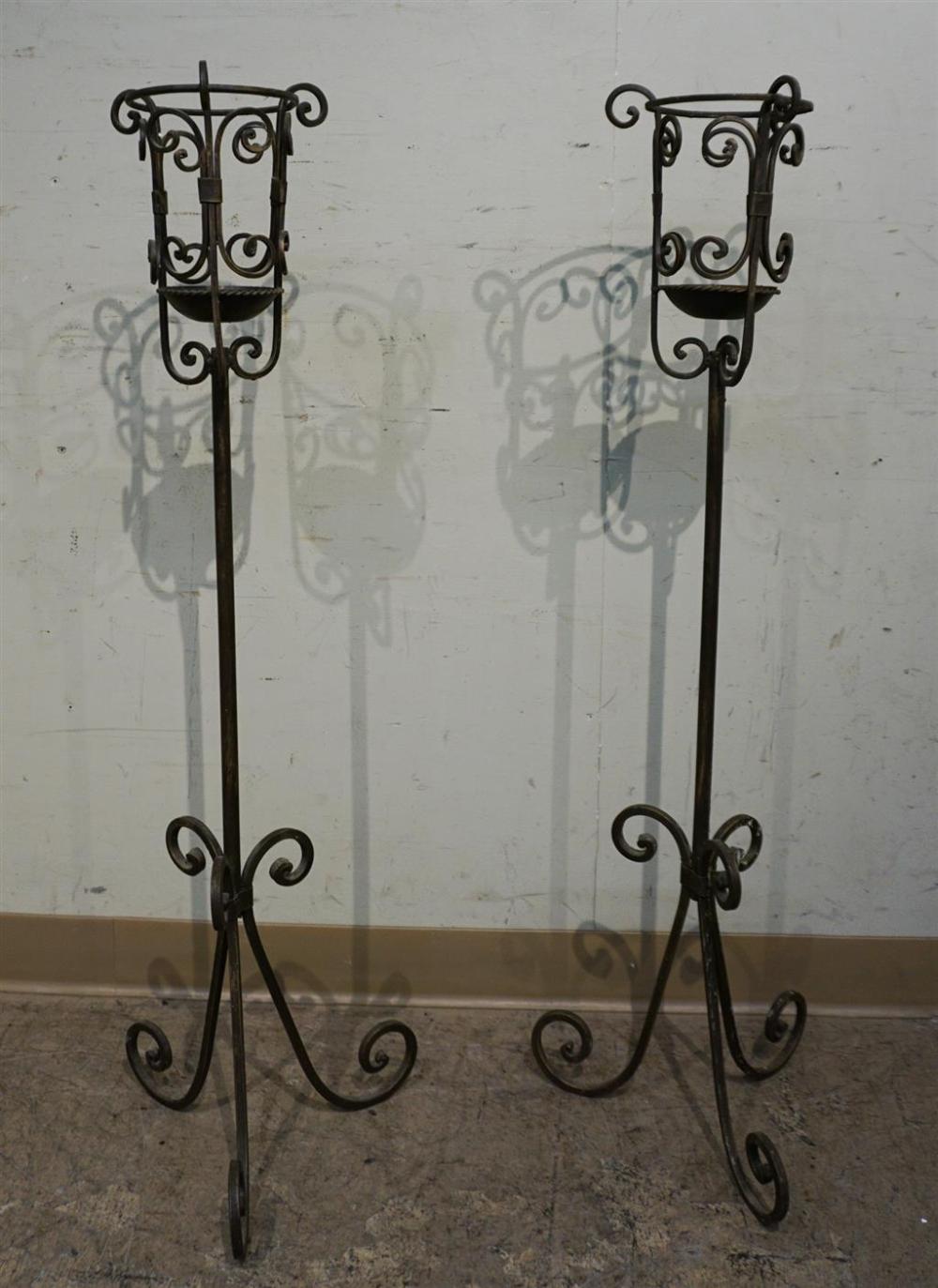 PAIR OF PATINATED METAL JARDINERE
