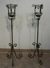 PAIR OF PATINATED METAL JARDIN