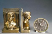 PAIR OF PATINATED METAL 'JFK'
