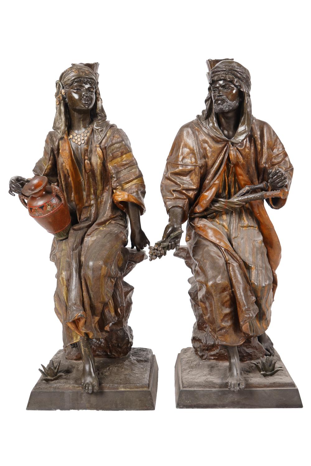 PAIR OF PATINATED METAL ORIENTALIST