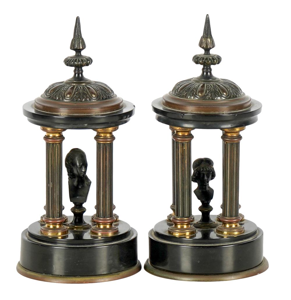 PAIR OF PATINATED METAL