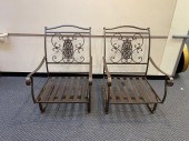PAIR OF PATINATED METAL OUTDOO
