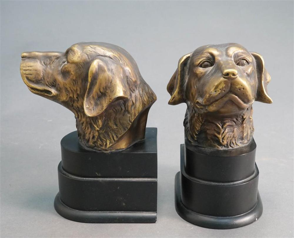PAIR OF PATINATED METAL RETRIEVER