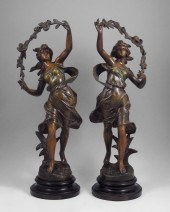 PAIR OF PATINATED METAL SCULPT