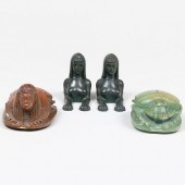 PAIR OF PATINATED-METAL SPHYNX