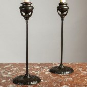 PAIR OF PATINATED METAL TIFFAN