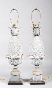 PAIR OF PATINATED PINEAPPLE FO