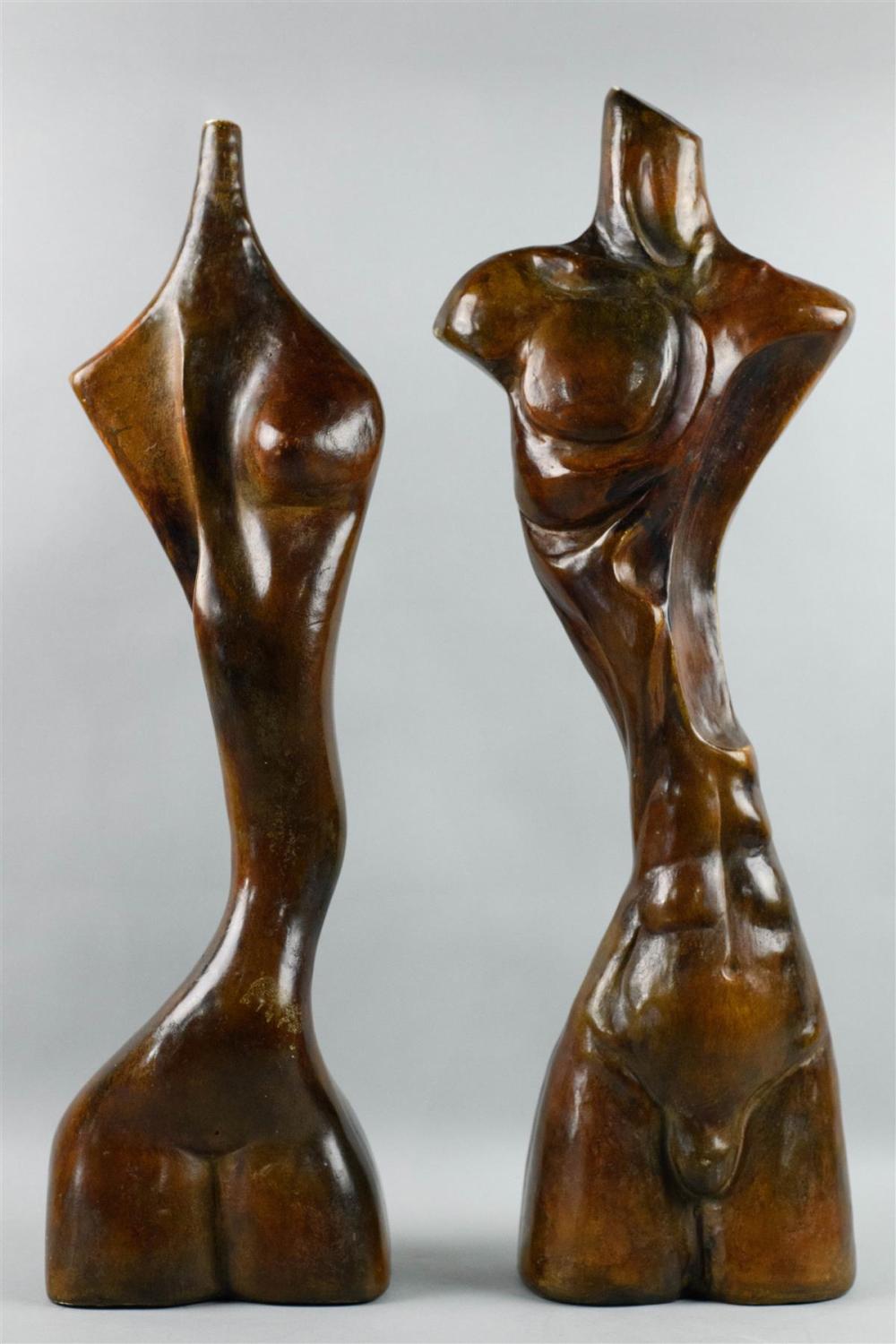 PAIR OF PATINATED PLASTER MODERN