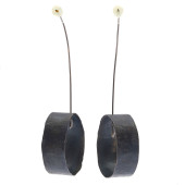 PAIR OF PATINATED SILVER EARRI