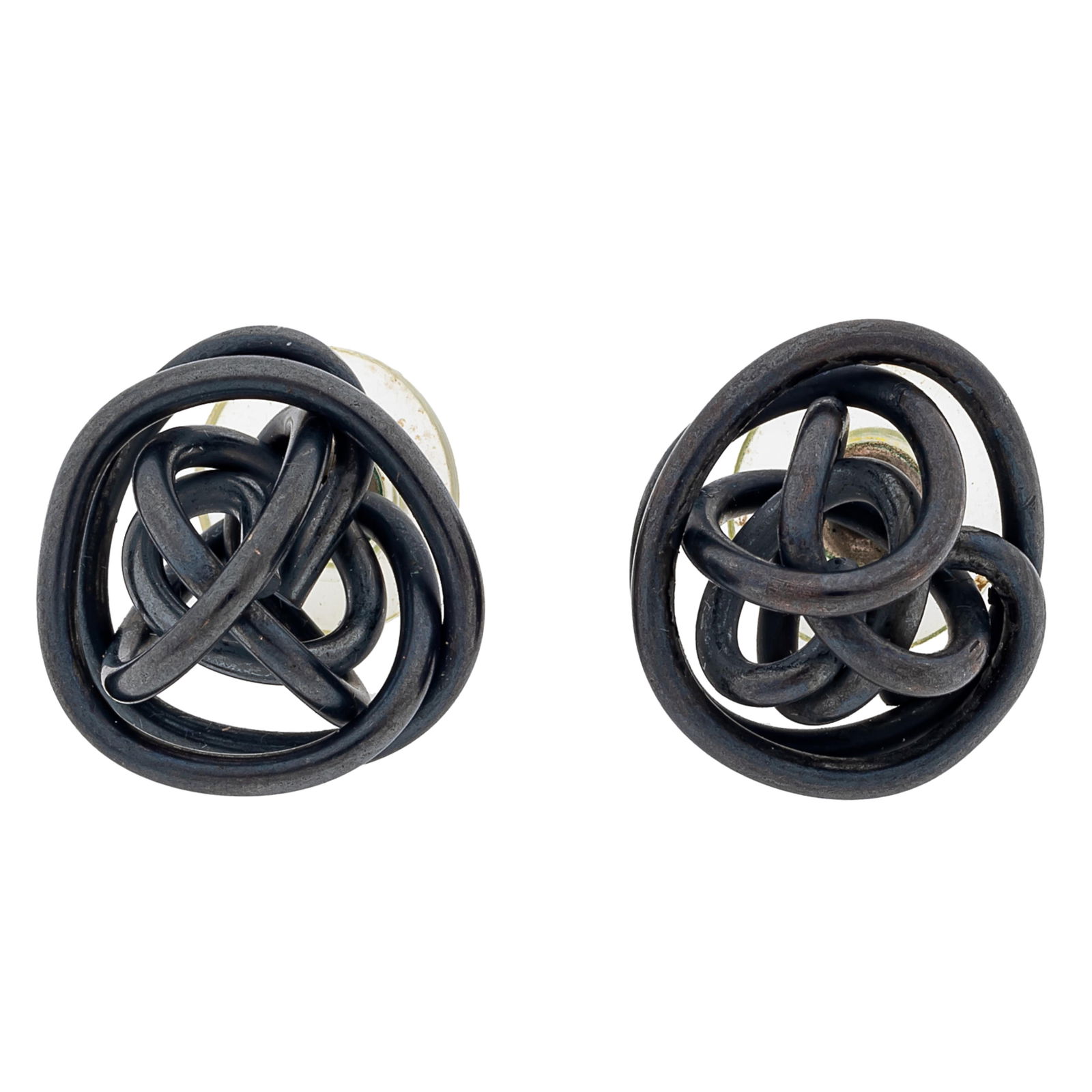 PAIR OF PATINATED SILVER EARRINGS