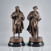 PAIR OF PATINATED SPELTER FIGU