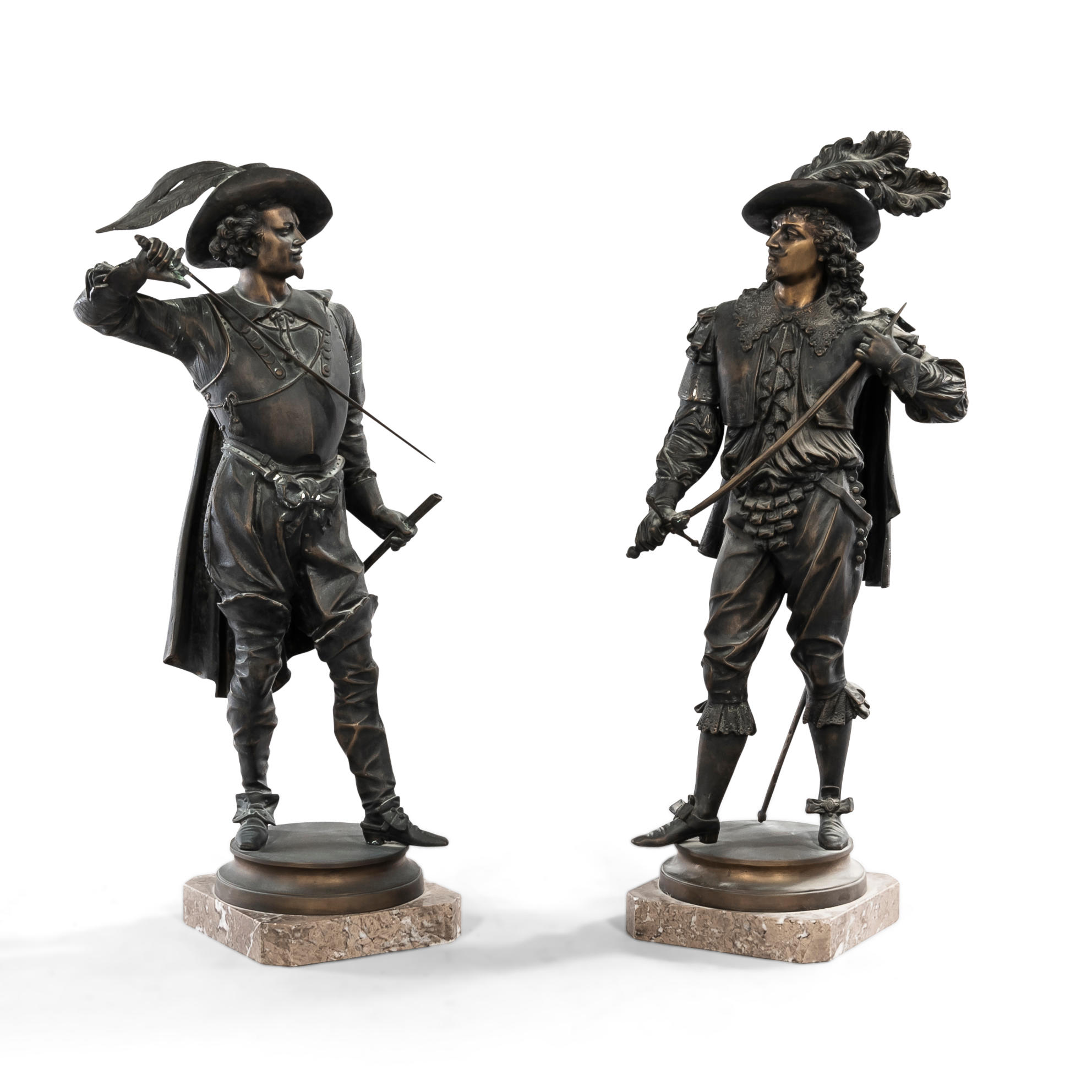PAIR OF PATINATED WHITE METAL