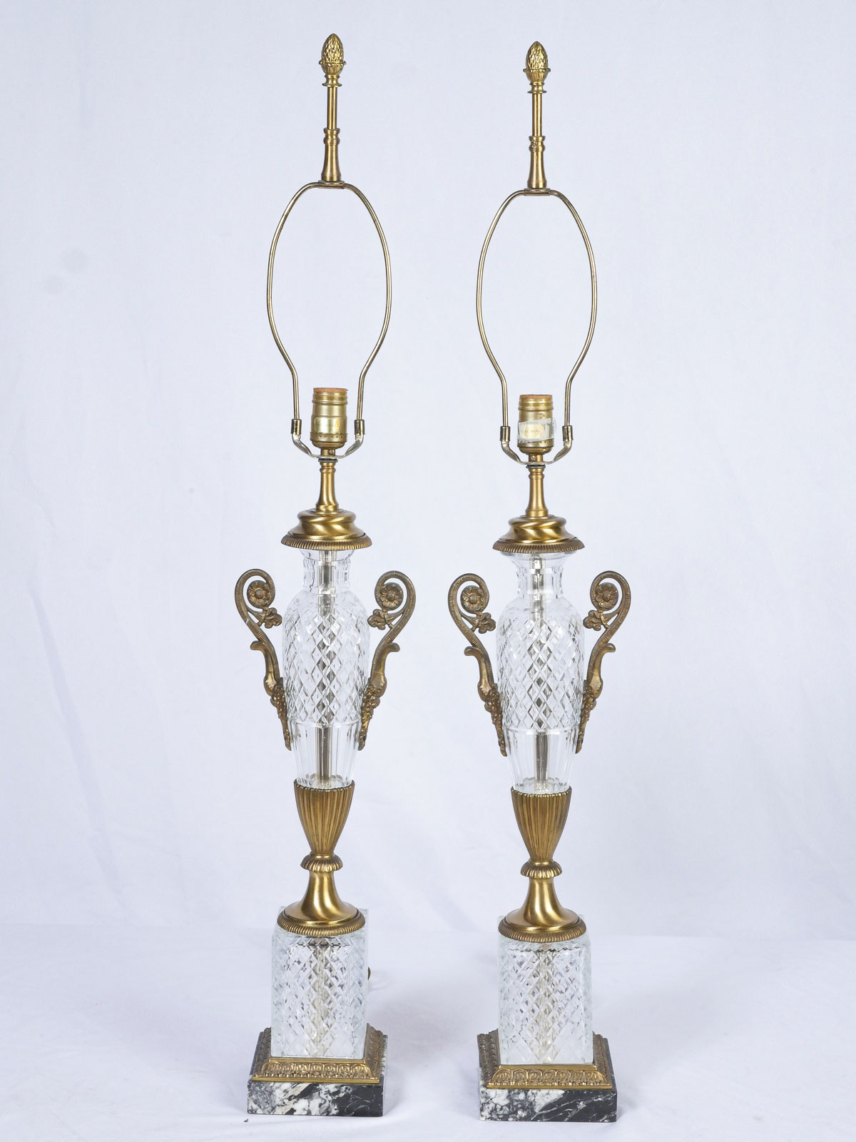 PAIR OF PAUL HANSON CRYSTAL TABLE