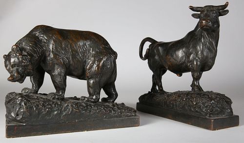 PAIR OF PAUL HERZEL BRONZE-CLAD