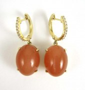 PAIR OF PEACH MOONSTONE AND DI
