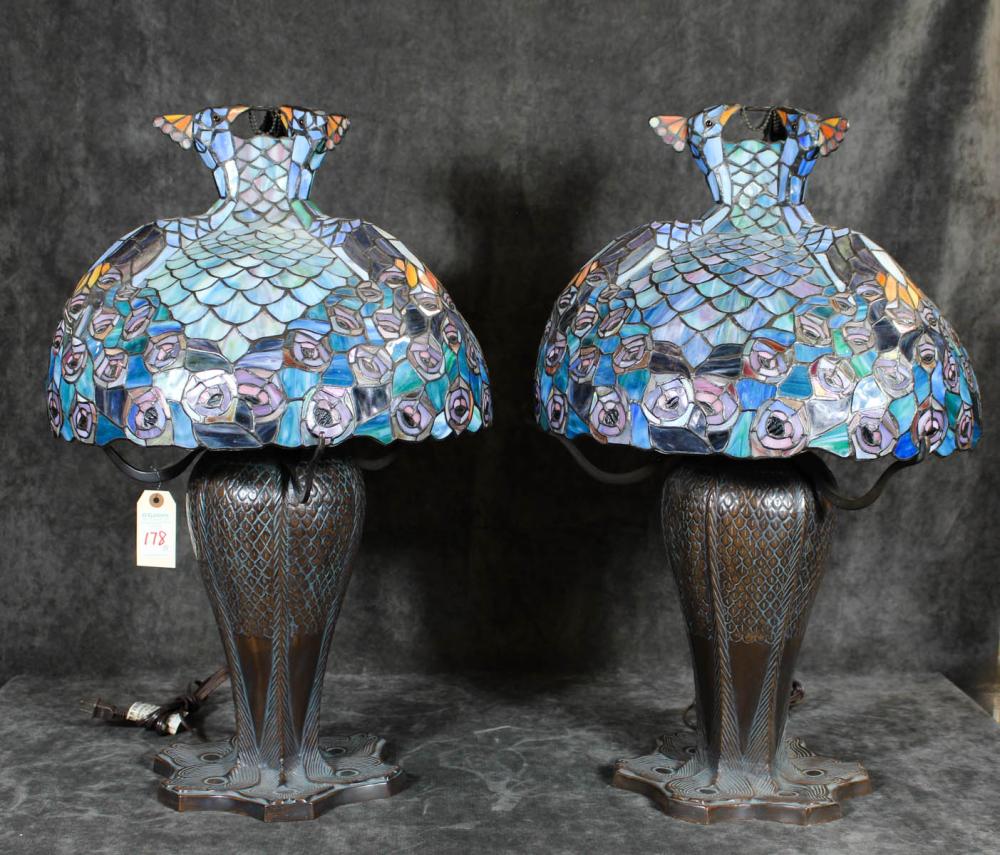 PAIR OF 'PEACOCK' TABLE LAMPSPAIR