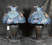 PAIR OF 'PEACOCK' TABLE LAMPSP