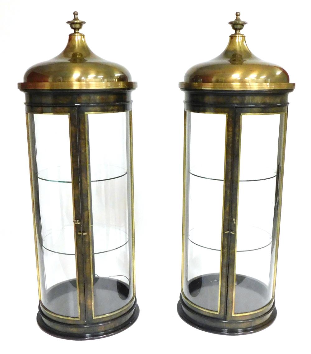 PAIR OF PEAKED DOME ROOF COLUMNAR