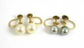 PAIR OF PEARL AND YELLOW GOLD