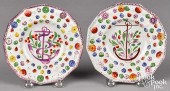 PAIR OF PEARLWARE CUP PLATES,