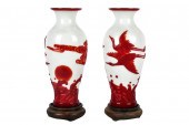 PAIR OF PEKING GLASS VASESeach