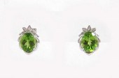 PAIR OF PERIDOT AND DIAMOND ST