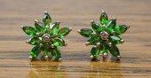 PAIR OF PERIDOT AND DIAMOND ST