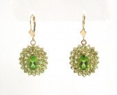 PAIR OF PERIDOT AND FOURTEEN K