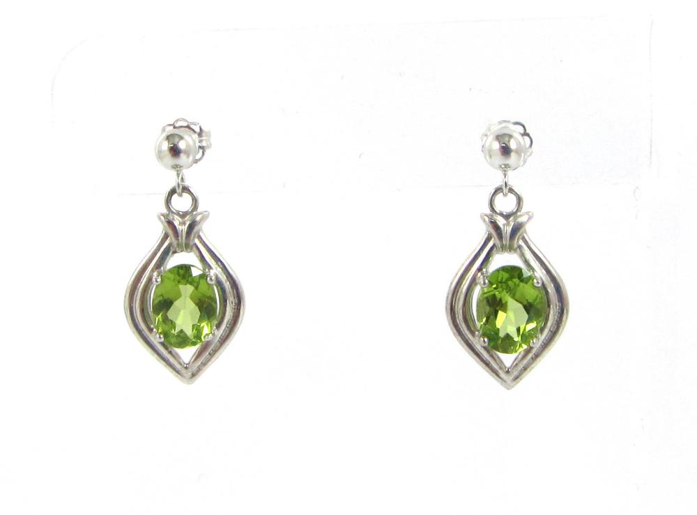 PAIR OF PERIDOT AND WHITE GOLD